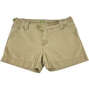 VTG y2k Women's Khaki Tan Beige Hydraulic Shorts Sz 13/14 + Back Flap Pockets